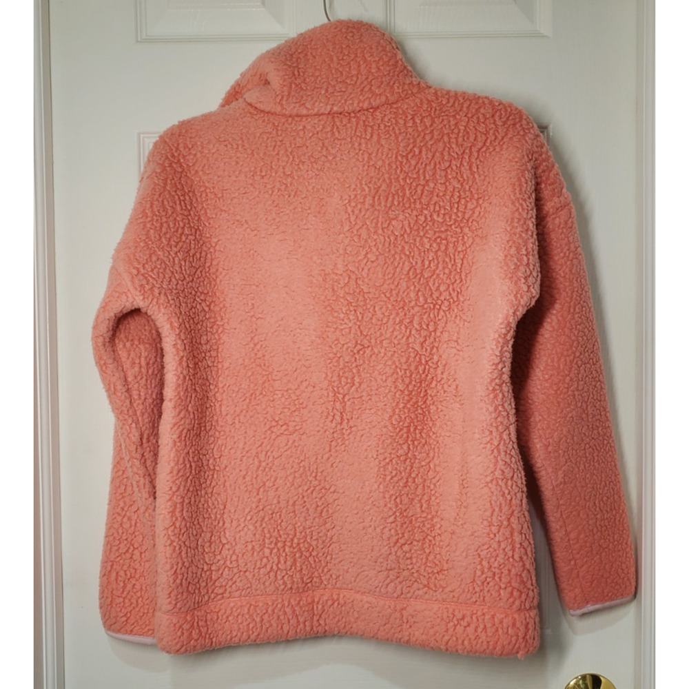 J.Crew Women’s Vintage Fleece Pullover XXS Coral Pink Sherpa Half Zip FA19 - Picture 4 of 13